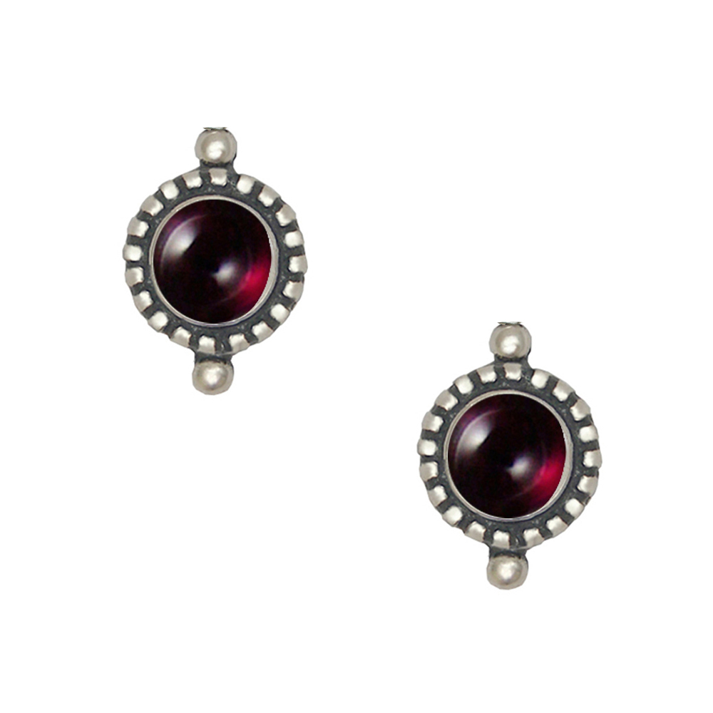 Sterling Silver Petite Garnet Post Stud Earrings